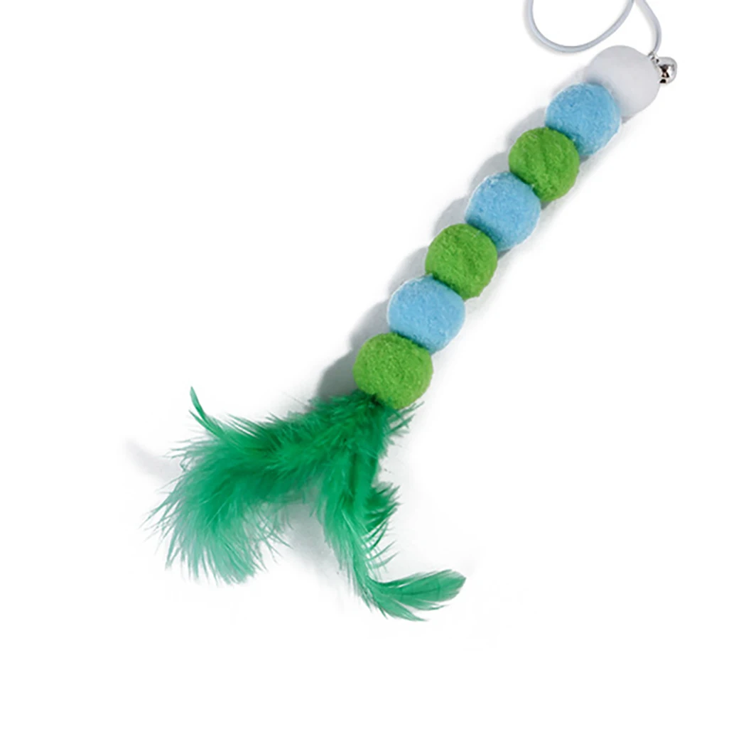 

2PCS Cute Creative Cat Teaser Wand Training Feather Bell Pompom Cat Teaser Toy Pet Feather Toy Pet Interaction Supplies