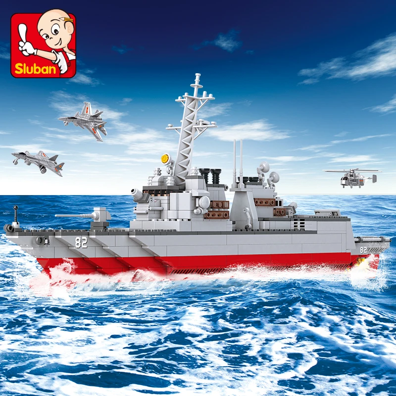 Конструктор Sluban WW2 военный лодочный разрушитель 615 шт. развивающие кирпичи