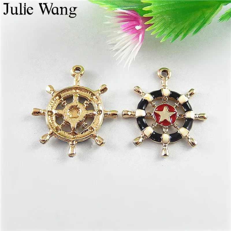Julie Wang 5 шт. сплав красочный эмалевый руль шармы Ожерелье Подвеска Серьги