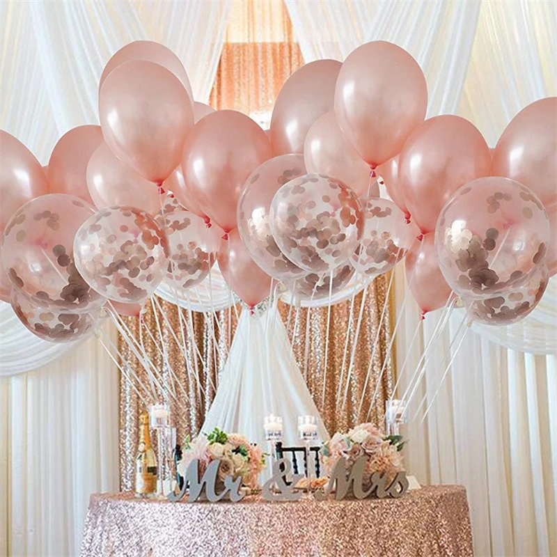 Rose gold champagne color series heart round star foil balloon confetti latex birthday wedding party Decorations | Дом и сад