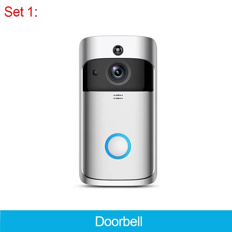 Set1 ZWN умный дверной звонок Камера 720P Wi-Fi Беспроводной видеовызова Дверь Видео домофон видео-глаз для дверной звонок в квартиру кольцо для телефона домашней безопасности Камера - Цвет: Set1
