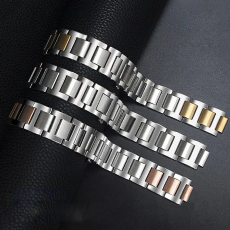 Браслет из нержавеющей стали Neway для часов Cartier Ballon Bleu серебристый розовое золото