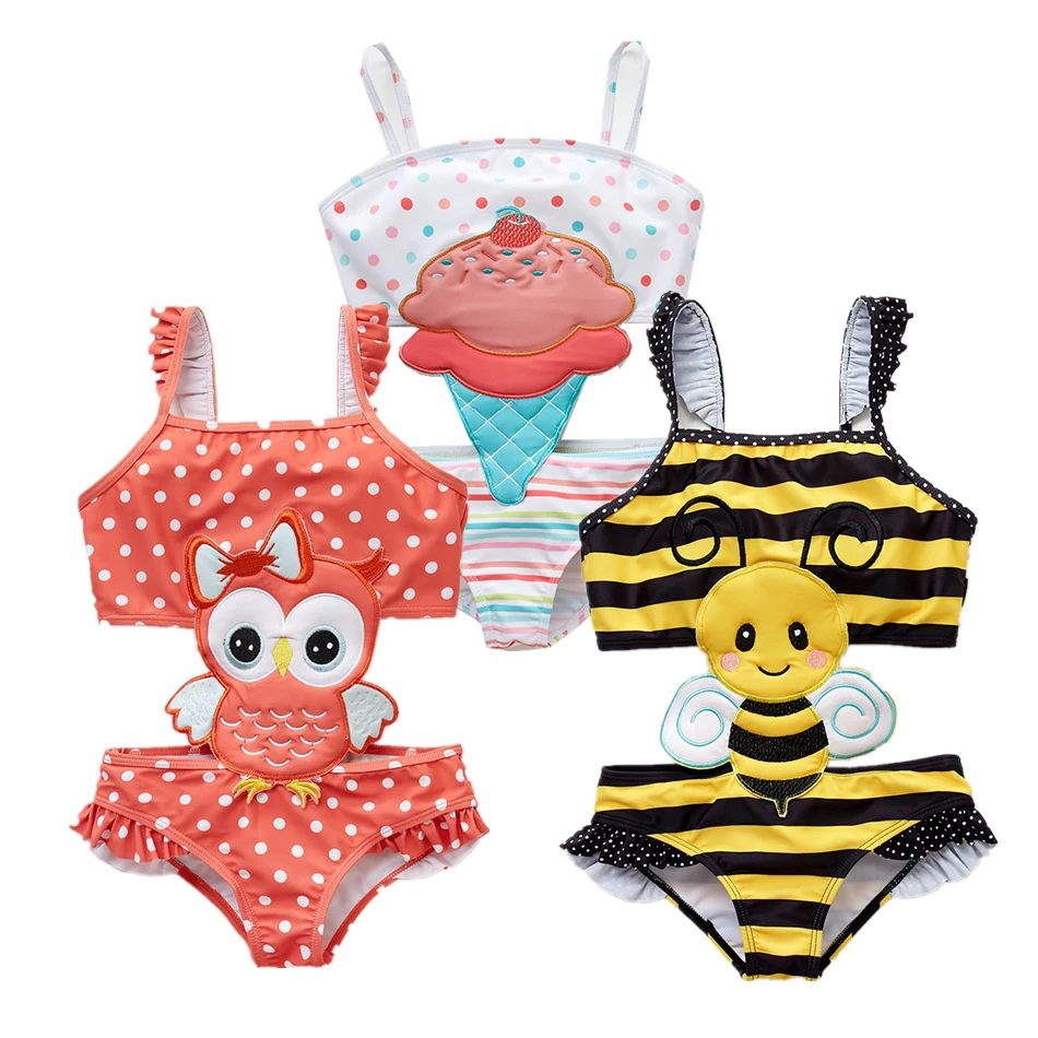 

2021 Kavkas Girls Swimwear Cute Kids Swimsuit Infant 12M-8T Kid Baby Girls Bikini Ruffles Swimsuits One Pieces Bath Swimwear