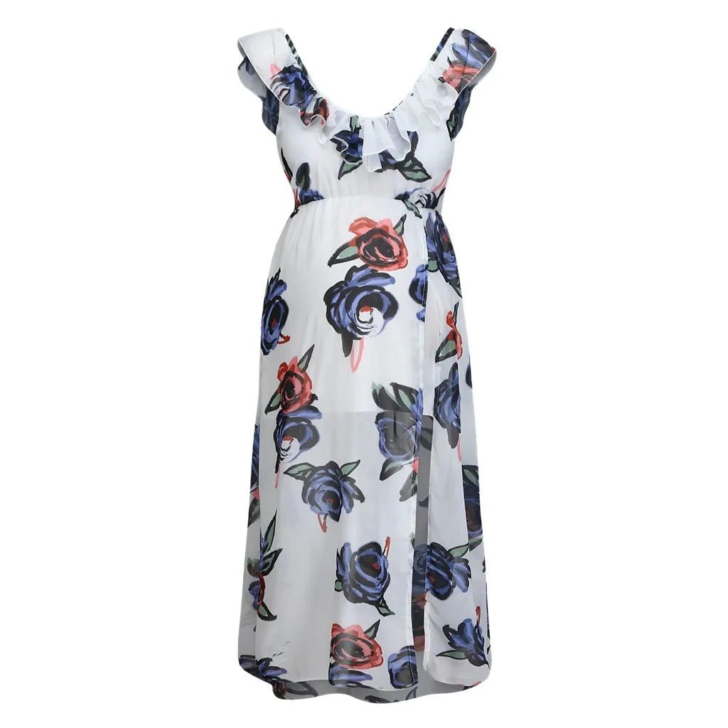 Платье для беременных женщин на шнуровке с длинным рукавом платье Женское макси