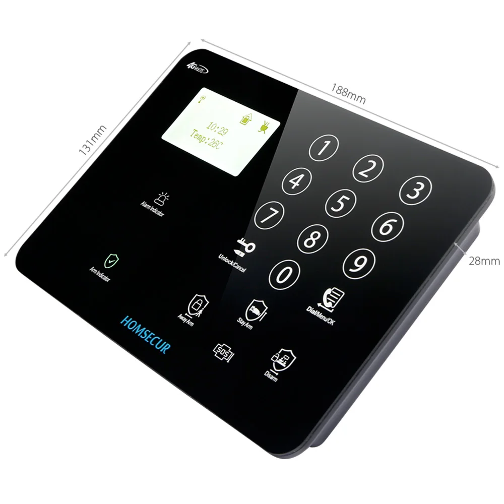 HOMSECUR GA01 4G B Беспроводной и проводной 4G/3G/GSM ЖК дисплей дома сигнализации Системы