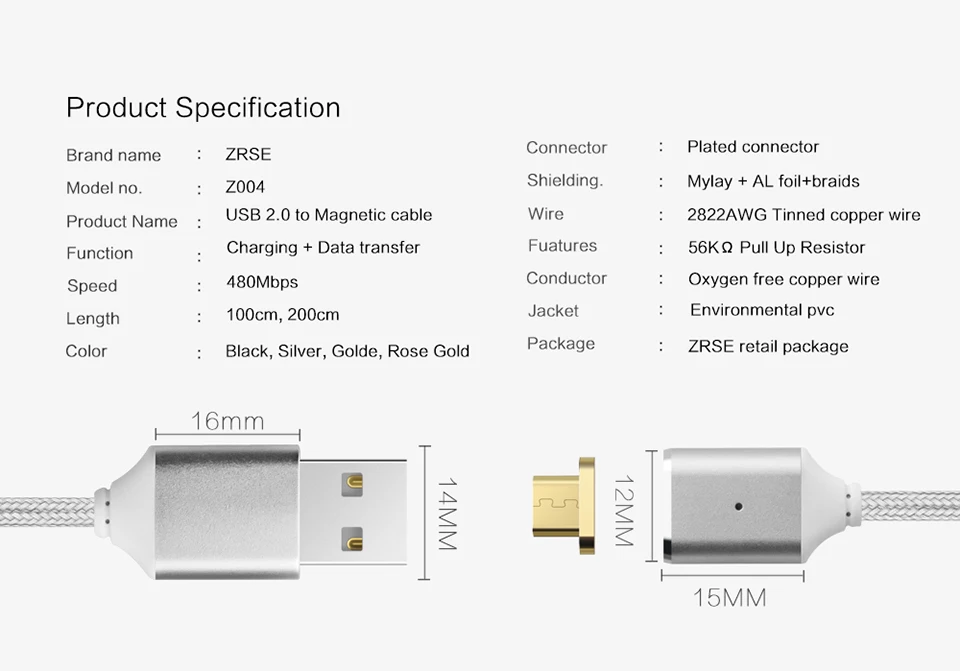 ZRSE Магнитный кабель нейлоновый Магнит Micro USB кабель для зарядки данных Магнитный кабель для быстрой зарядки для samsung Xiaomi Redmi Android