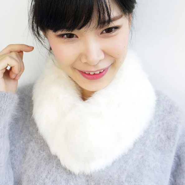 Шарф из натурального кроличьего меха накидка шаль для шеи теплая 7 цветов