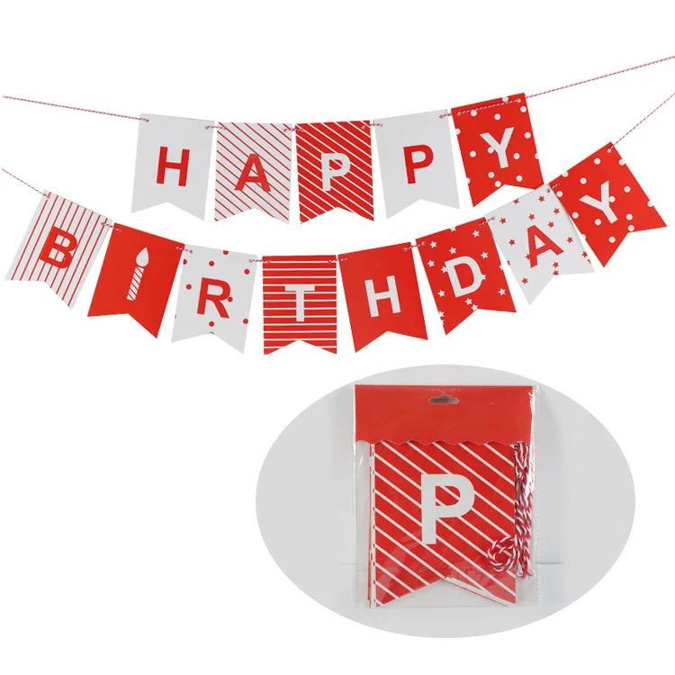 Украшения для вечеринки в честь Дня Рождения дома Красные Полосатые баннеры