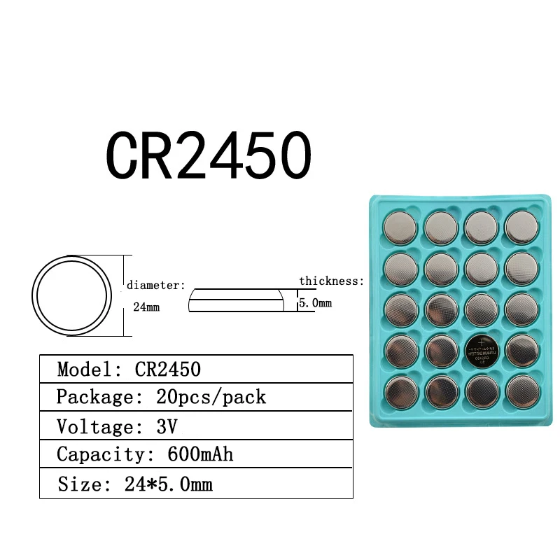 20x CR2450 3V кнопочные батареи для монет автомобильный пульт дистанционного