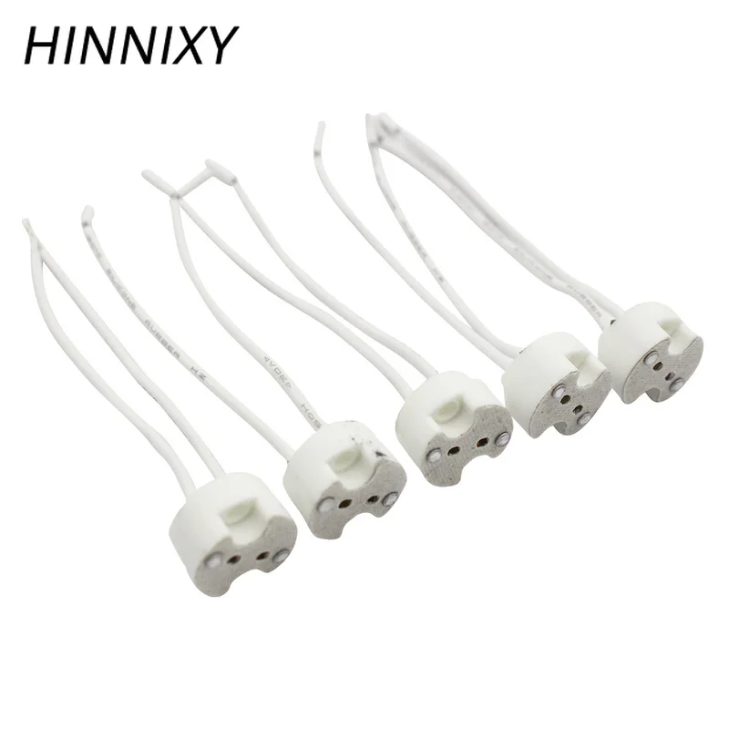 Hinnixy 10 шт./лот MR16 GU5.3 держатель лампы Розетка керамический свет база провода