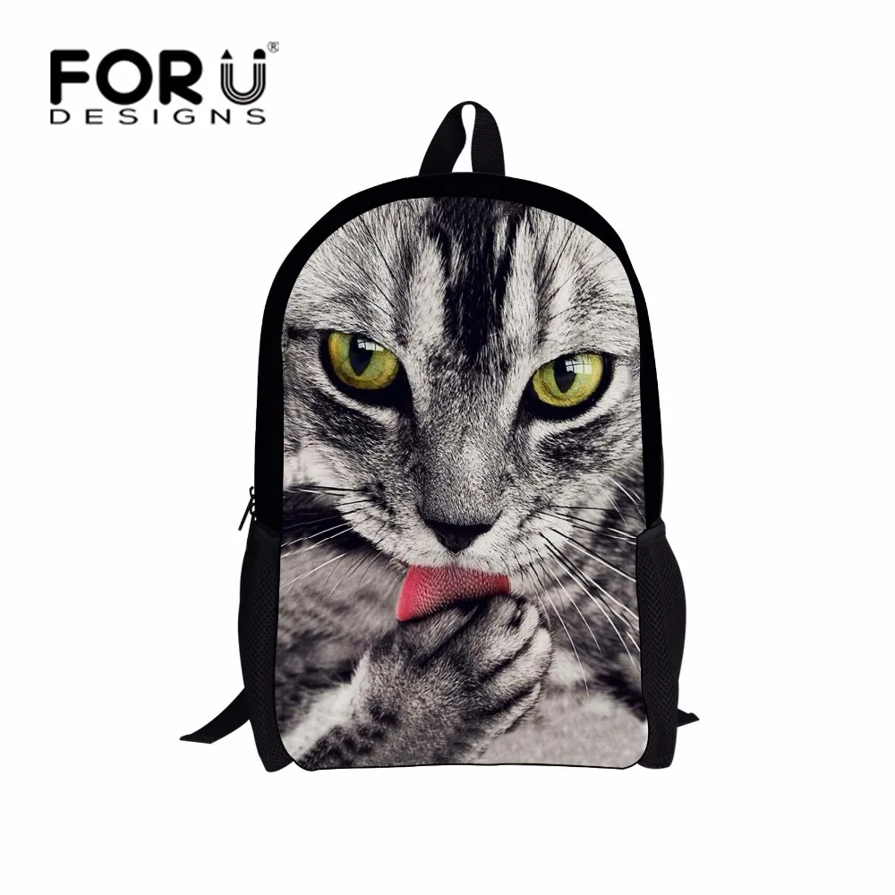 FORUDESIGNS/Школьный рюкзак с принтом кота для мальчиков и девочек детские школьные