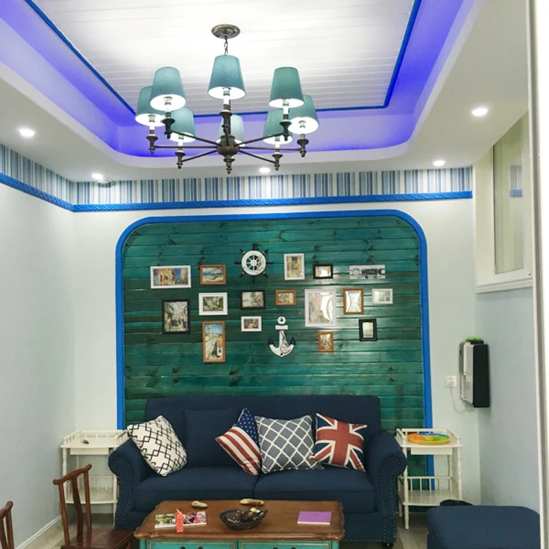 Люстра для гостиной в средиземноморском стиле светодиодная лампа с абажуром