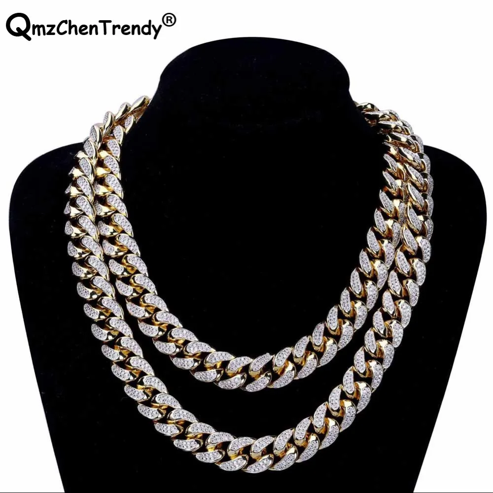 

Men Women Hip Hop MIAMI CUBAN LINK Fully CZ Chain Necklace Copper Casting Micro Cubic Zirconia Clasps ICED OUT Bling Jewelry