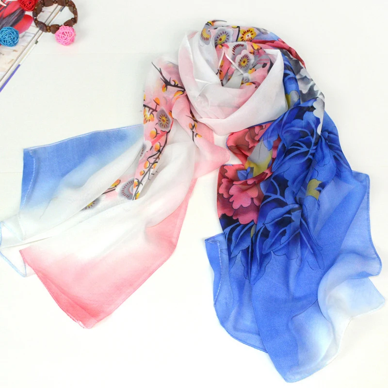 Элегантный Для женщин шарфы Цветочный принт шифоновые женский платок солнца