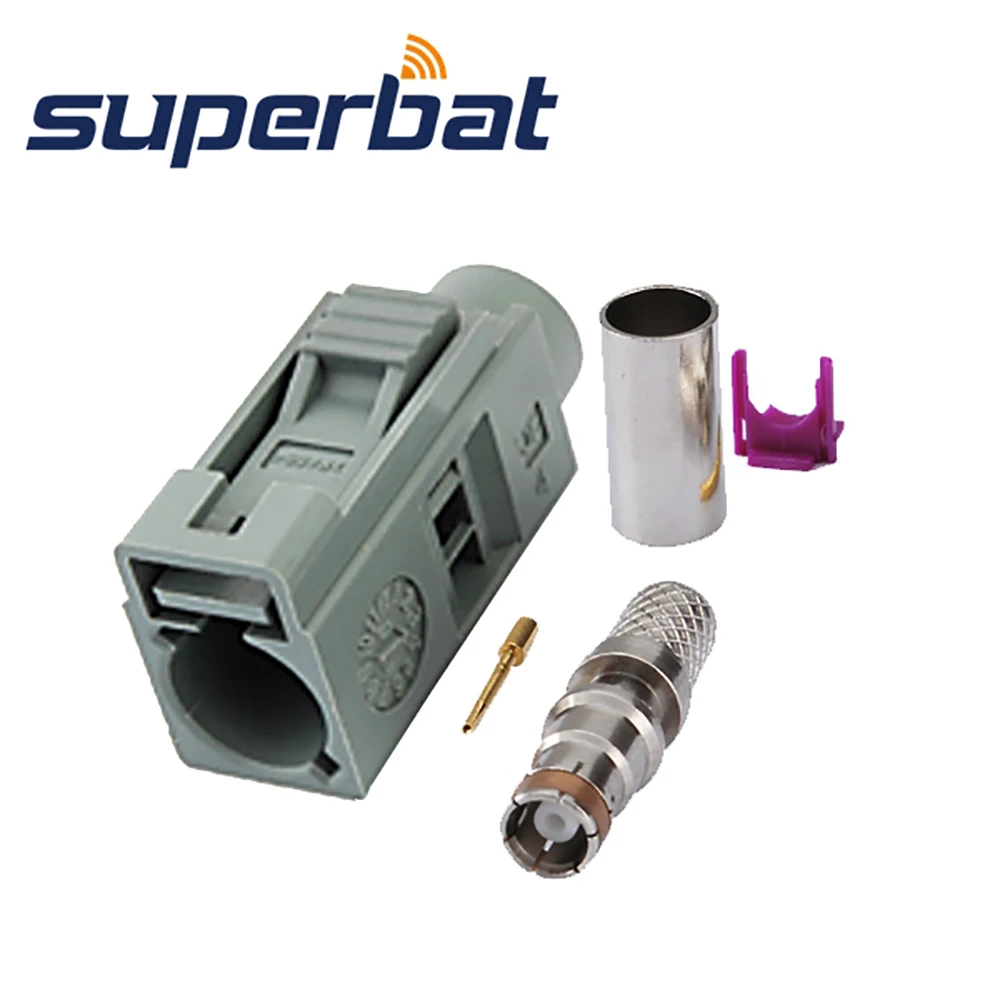 Superbat Fakra G серый обжимной Соединитель с дистанционным управлением БЕСКЛЮЧЕВОЙ