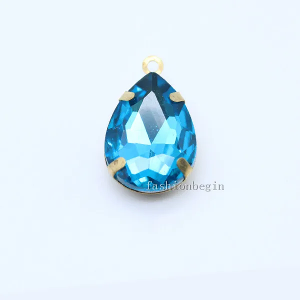 blue lake 20p 10x14 мм каплевидные хрустальные стразы граненые в рамке Стеклянные Подвески соединители ожерелье серьги фурнитура 1 петля Подвески Бусины - Цвет: blue lake