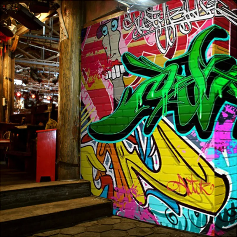 Модные персональные граффити обои с английскими буквами росписи Бар КТВ