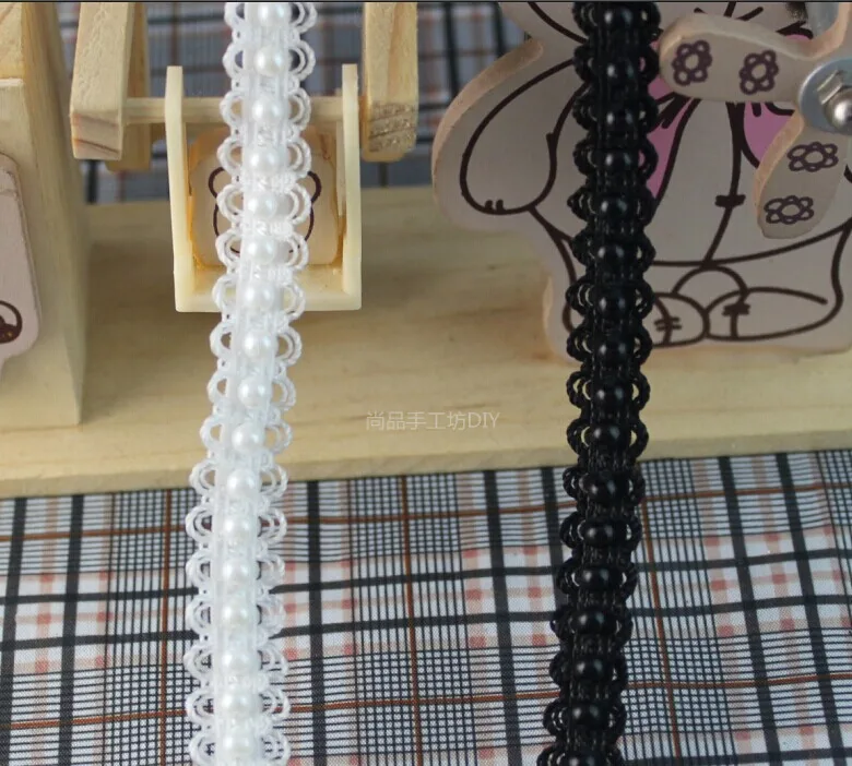 

Новые белые/черные маленькие бусины, кружевная отделка, белое кружево с искусственным жемчугом, украшения, сделай сам, 2 размера/партия, 2/5 дюйма, Z968