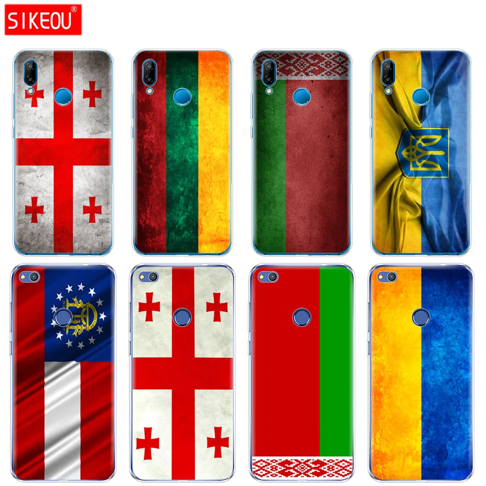 Силиконовый чехол для телефона Huawei P20 P7 P8 P9 P10 Lite Plus Pro 2017 P Smart 2018 с флагом Грузии