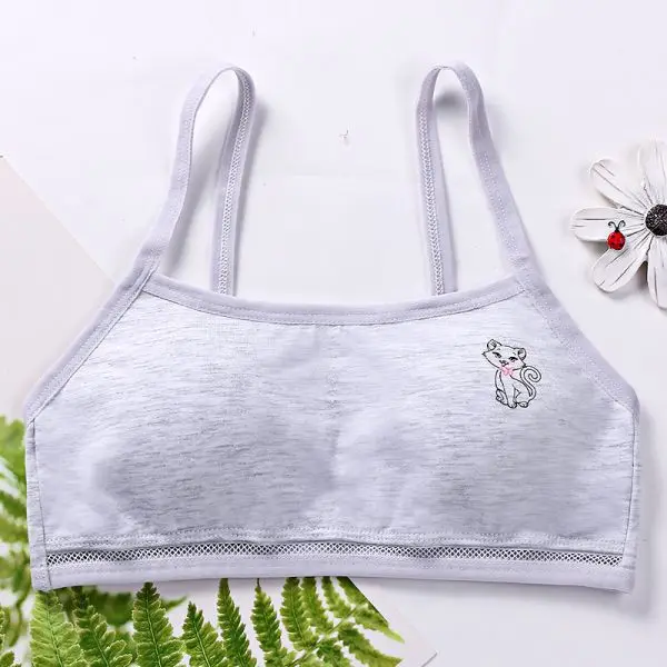 Girl Underwear Puberty Girls Summer Animal Print Seamless Training Bra Teenage Soft Cotton Underwear 8-16T - Цвет: 4