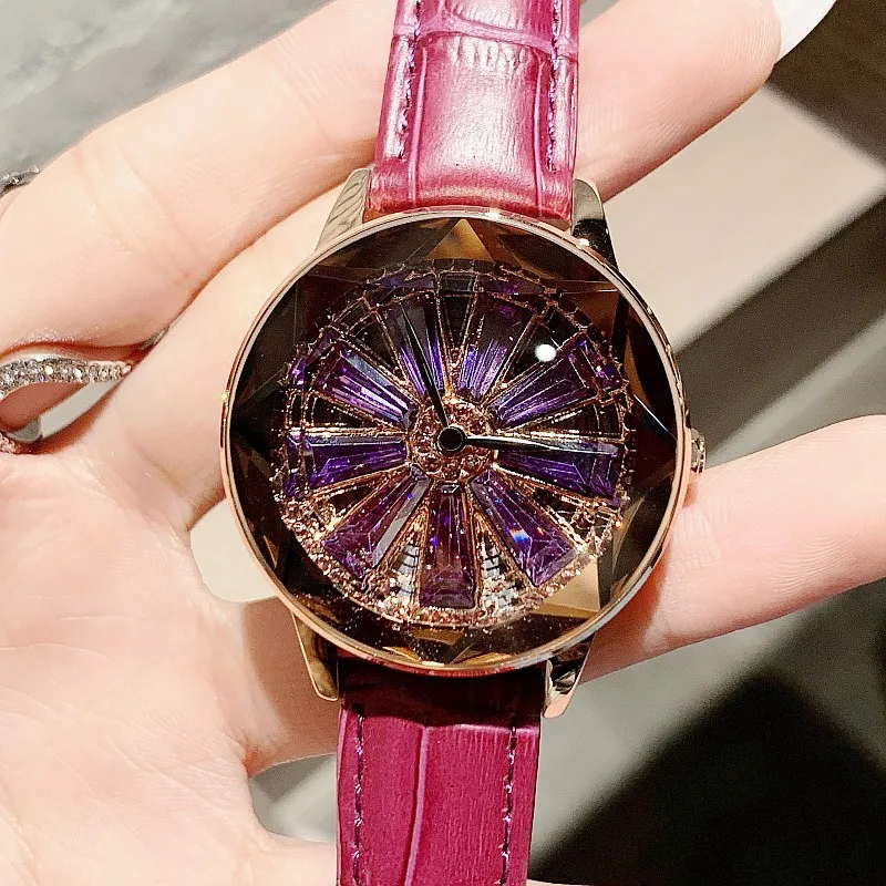 Модные Зеленые женские наручные часы с вращающимся циферблатом прочный красный