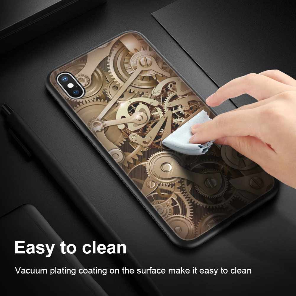 Tempered glass back cover case for iphone XS XR NILLKIN Gear Spacetime apple Max |