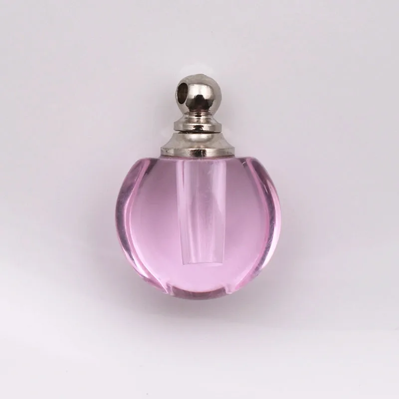 Small-apple-pink 1 шт кристаллический флакон кулон Миниатюрный флакон духов талисманы формирование микрорельфа имени на рисе искусство эфирное масло талисманы ожерелье кулон - Окраска металла: Small-apple-pink