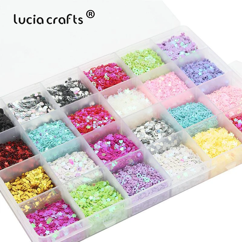 

Lucia crafts Mixed 10-24 Colors Flake Confetti Rainbow Cup Sequin Paillette For Wedding Christmas DIY Nail Art Decor D0204