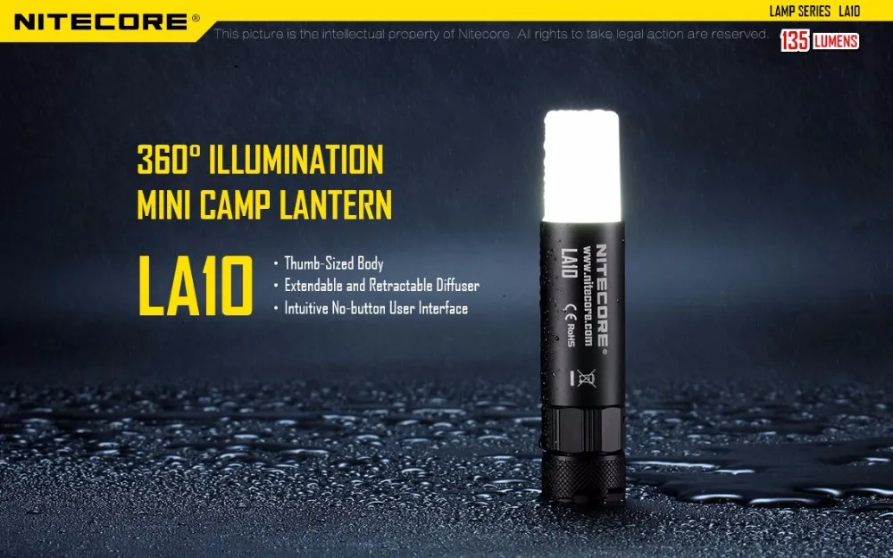 NITECORE LA10 портативный светильник-вспышка CREE XP-G2 S3 max 135 люмен фонарь 3 уровня яркости AA светильник для наружного использования EDC фонарь