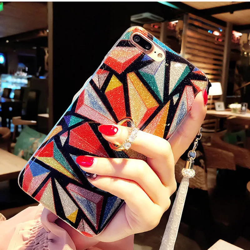 Luxury mobile Phone Case For iPhone X 6 6s Plus 7 8 protector Cover Support Soft Silicone Metal Ring Holder Stand |