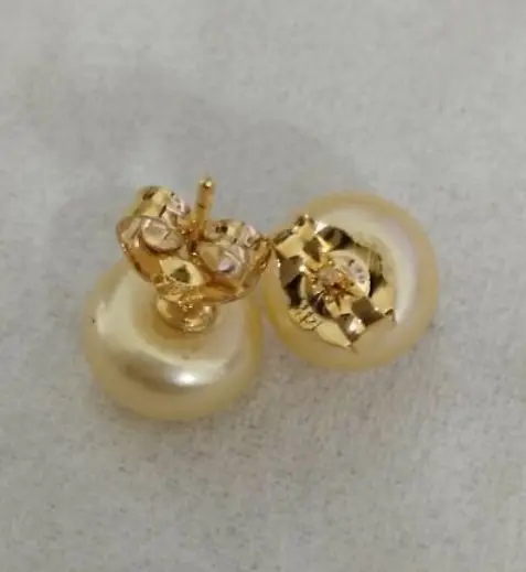 Высокое качество 8 9 мм натуральные южные серьги с морским жемчугом желтые