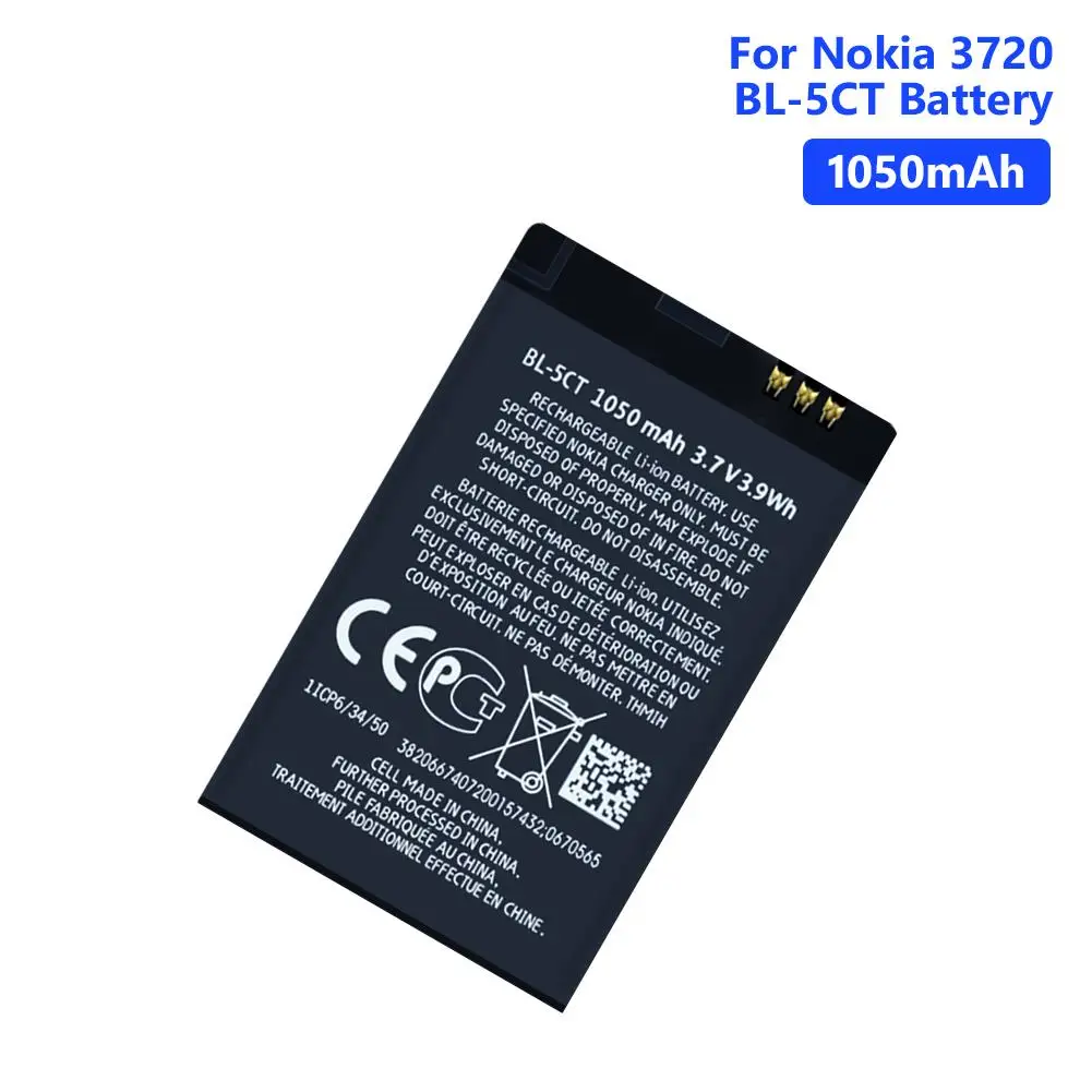 BL-5CT Батарея для Nokia 1050 мА/ч, 3720C 5220XM 6303C 6730C C5 C5-00 C6-01 6030C 6303i литий-полимерные батареи для мобильных телефонов