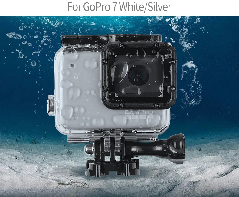 Hero7 Водонепроницаемый чехол Корпус для дайвинга 45 м подводный+ Сенсорная задняя дверь Крепление для GoPro Hero 7 серебряный белый Go Pro Аксессуары