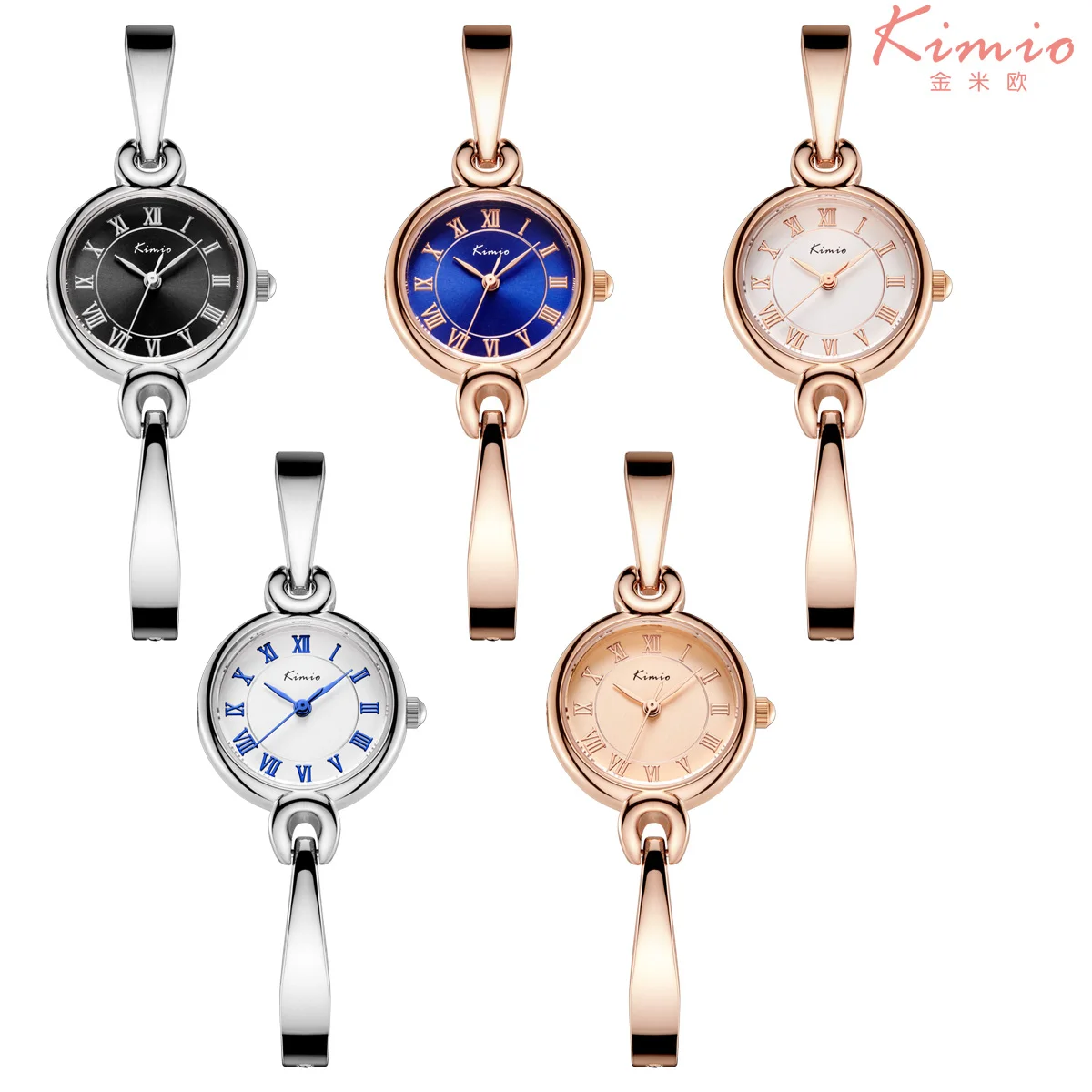 KIMIO красочные кварцевые с бриллиантами часы алый розовый золотой браслет Женское