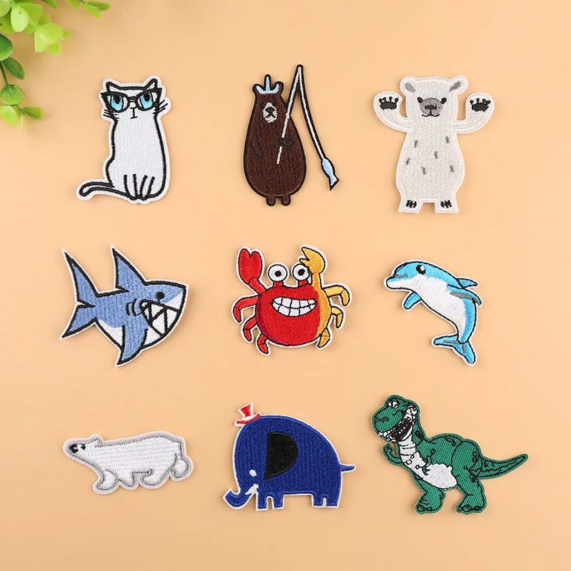 

1 шт. нашивка с вышивкой в виде животного, термоклейкие нашивки для пришивания утюгом, нашивки для одежды, наклейки для одежды «сделай сам», д...