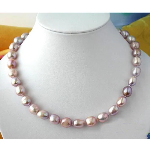 

Perfect New Arriver Pearl Jewellery,18'' 9-13mm Big Size Pink Lavender Baroque Freshwater Cultured Pearl Necklace,Free Shipping