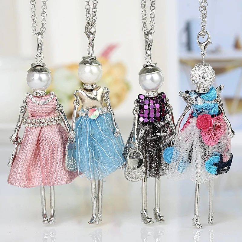 Handmade Statement French Doll Necklaces Maxi Long Chain Pendant Alloy Bohemian News Choker Girls Women Accessories | Украшения и