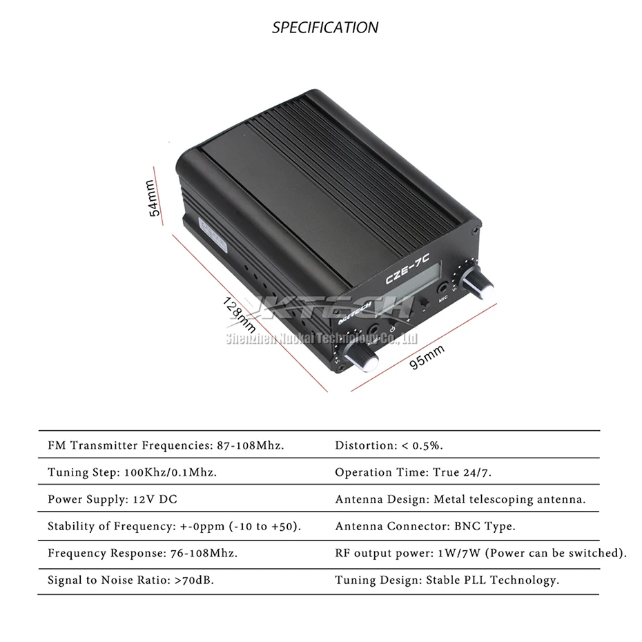 NKTECH CZE-7C PLL fm-передатчик радио вещательная станция 1 Вт/7 Вт стерео частота 76-108 МГц Pro кампус усилители ЖК-подсветка