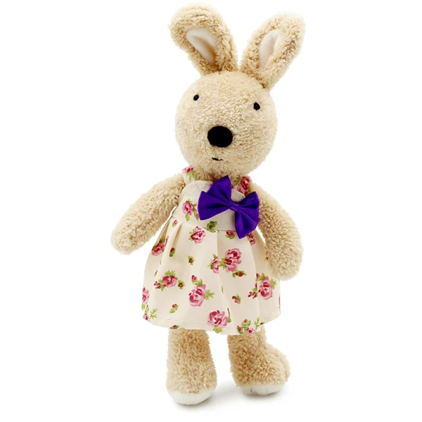 brown purple flower Le sucre носить платье 30 см kawaii Кролик плюшевые игрушки кролик мягкие куклы детские игрушки подарки, одежду можно снять - Цвет: brown purple flower