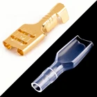 100 шт 6,3 мм латунь обжимной терминал Женский Лопата Разъемы 22-16 AWG с прозрачными пластиковыми изоляционными рукавами