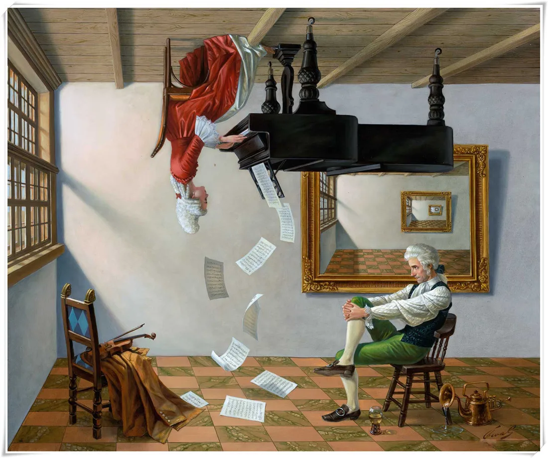 Майкл лошадь сурреал абсурдист HD Печать Современная картина маслом на холсте