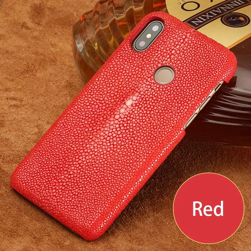 Чехол для телефона из натуральной кожи ската для Xiao mi Pocophone F1 mi 9 mi 8 Pro, защитный Роскошный чехол s для Red mi Note 7 Pro - Цвет: Красный