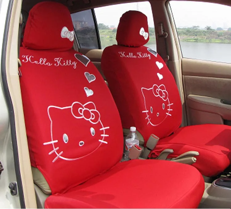 Чехлы на сиденья автомобиля с милым розовым сердечком 4 цвета универсальные