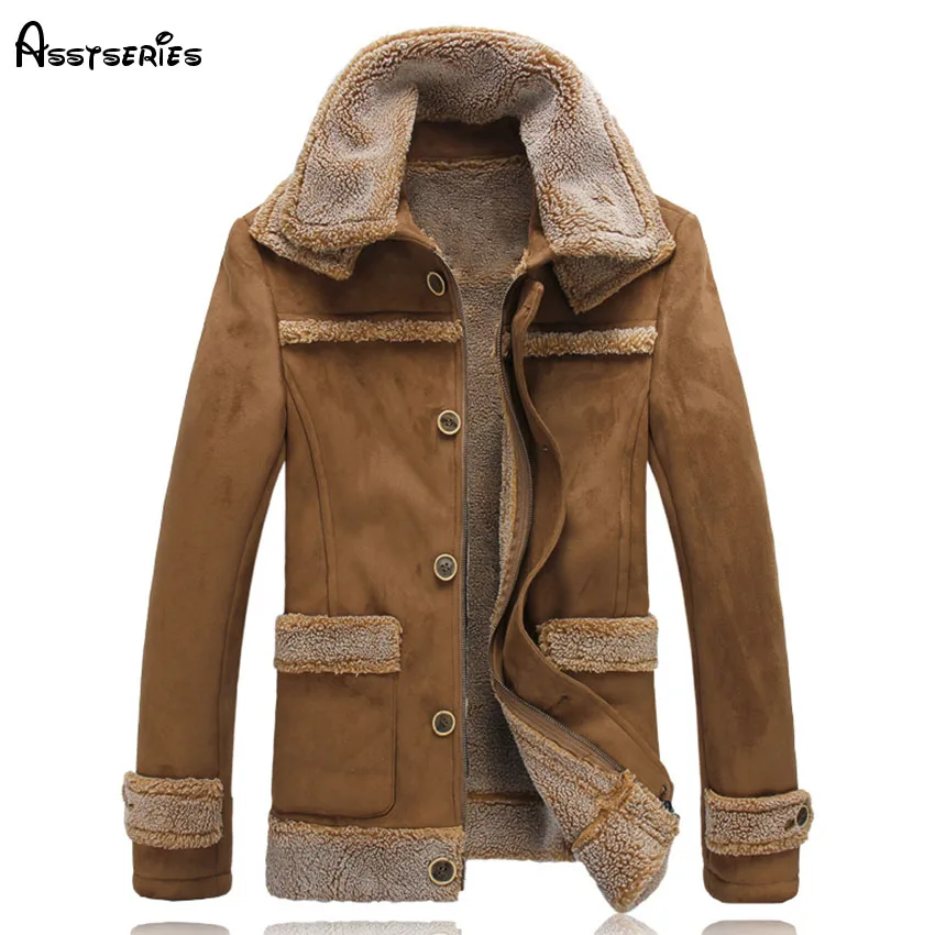 Мужская зимняя куртка из искусственной кожи высокого качества с отложным