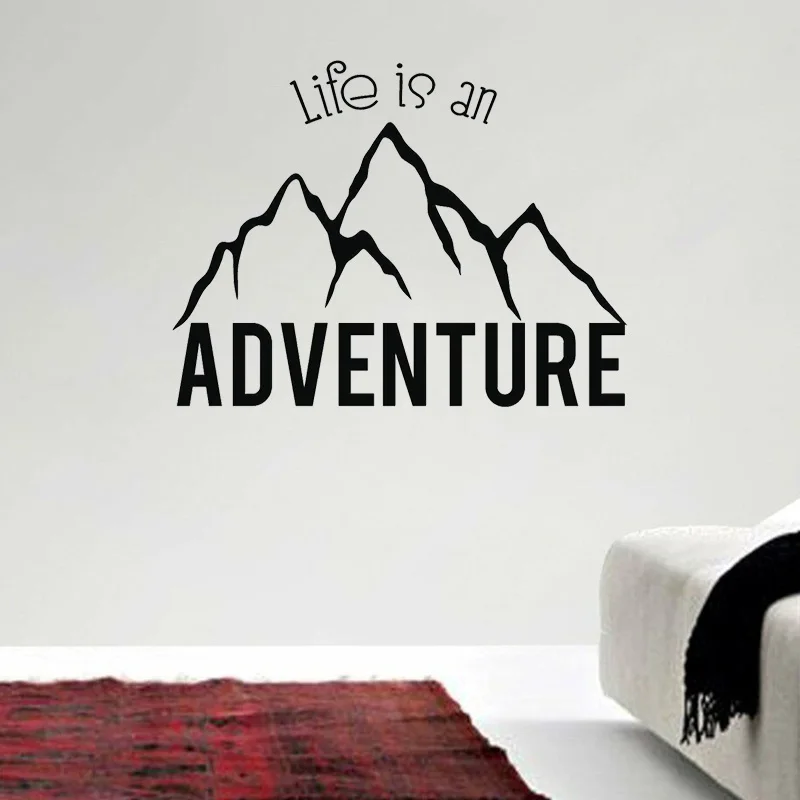 YOJA 76 см * 58 5 Life Is Adventure Настенная Наклейка с изображением горы художественный декор из ПВХ W1 503|Наклейки на