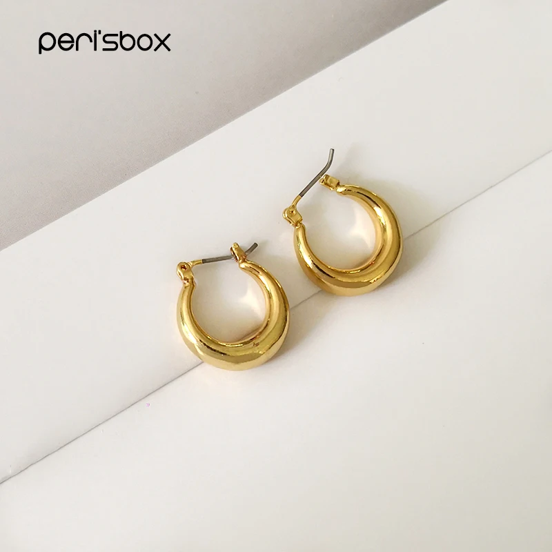 Peri'sBox, 20 мм* 18 мм, золотые маленькие серьги-кольца для женщин, минималистичные ювелирные изделия, простые массивные серьги, обручи, Aro Pendiente