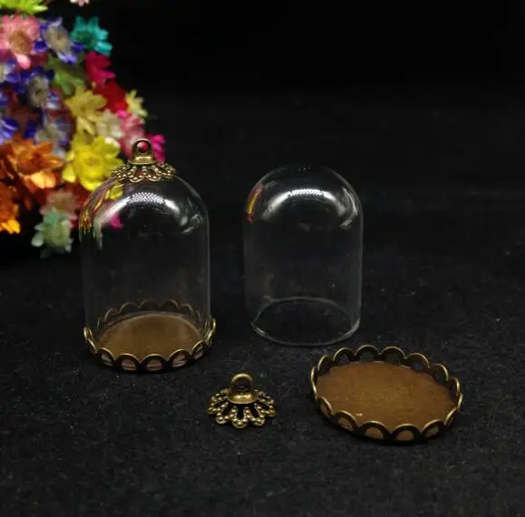 5 шт. 25*18 мм прозрачный стеклянный шар в форме колокольчика кружевной базовый