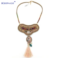 new bohemia bohotassel pendents necklace unique boho chic collier choker necklaces ethnic pink choker necklace for women