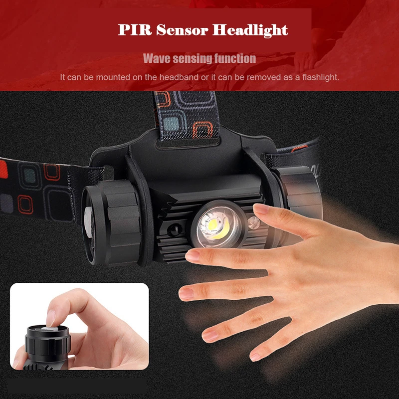 

LED motion Sensor Headlight USB Rechargeable Headlamp Flashlight Waterproof Camping Hunting Head Torch Light Emergency Lamp