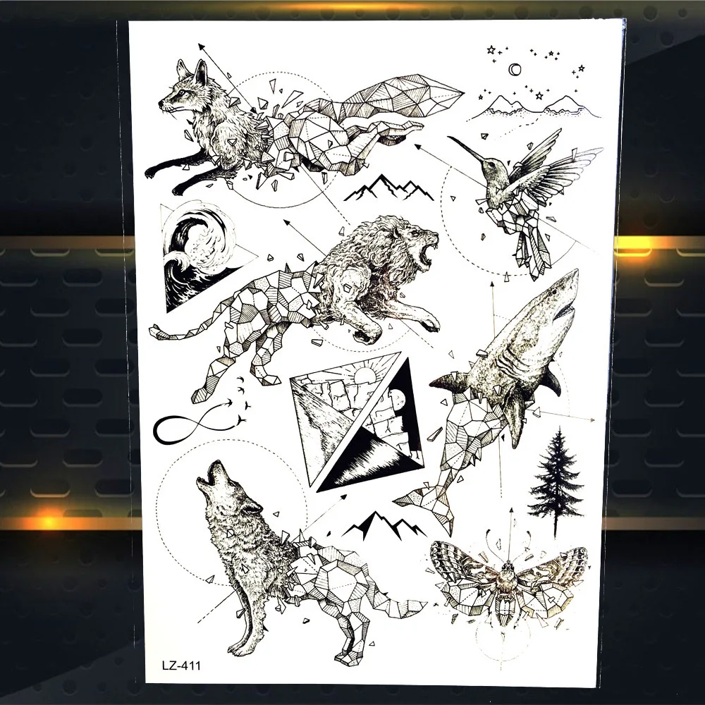 Алмазная Геометрическая треугольная вспышка тату стикер водонепроницаемый